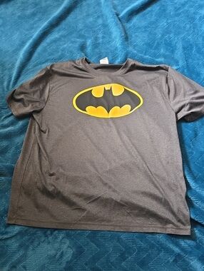 3/$20 Batman Logo Womans Short Sleeve Shirt - Gray with Yellow Logo
